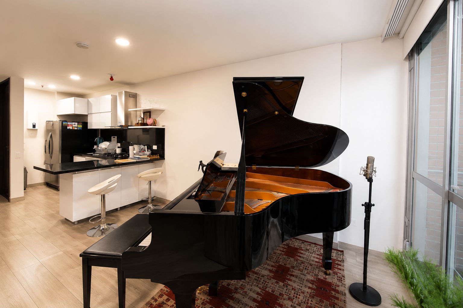 Salón de reuniones con piano