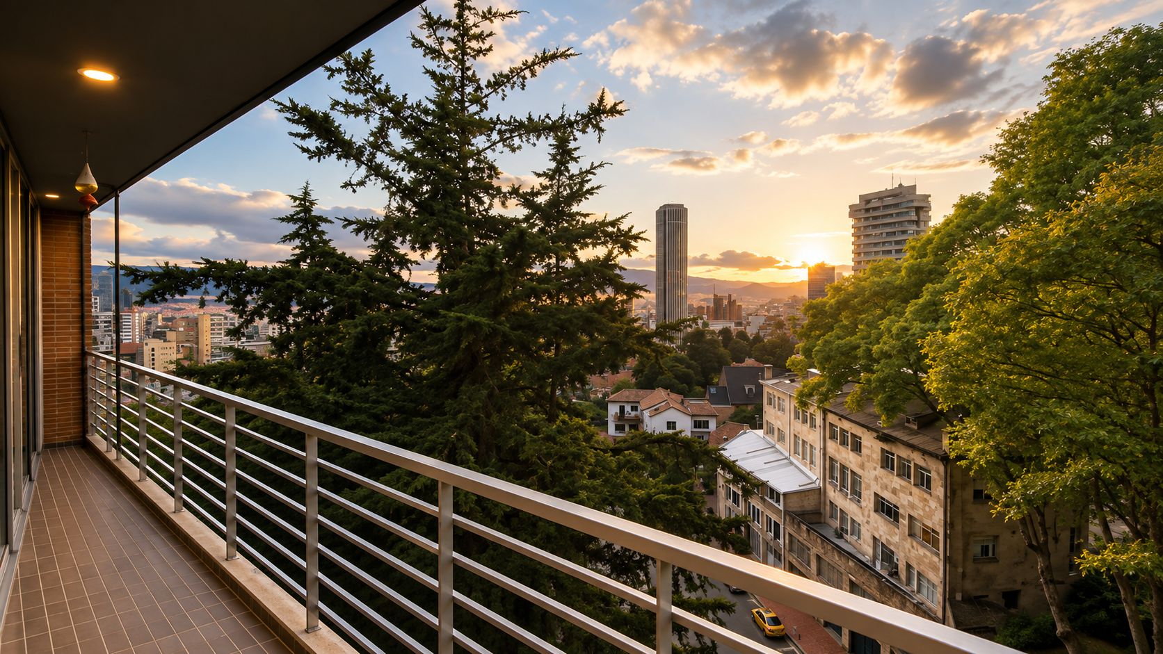 Balcón panorámico al atardecer